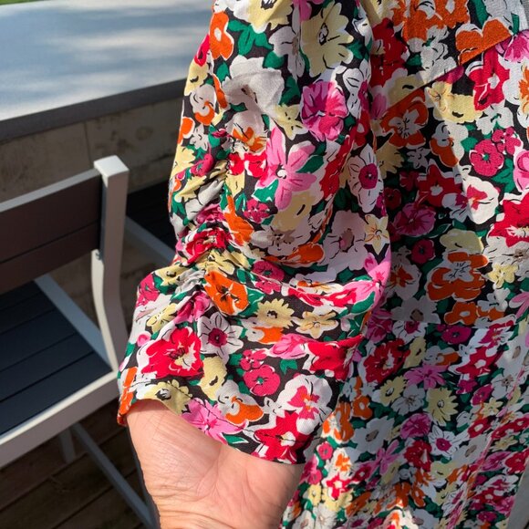 Vintage 80s Babydoll Floral Puff Sleeve Ruffle Prairie Cottagecore Maxi Dress - Picture 6 of 16